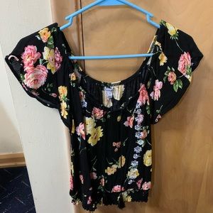 Off the shoulder floral tee